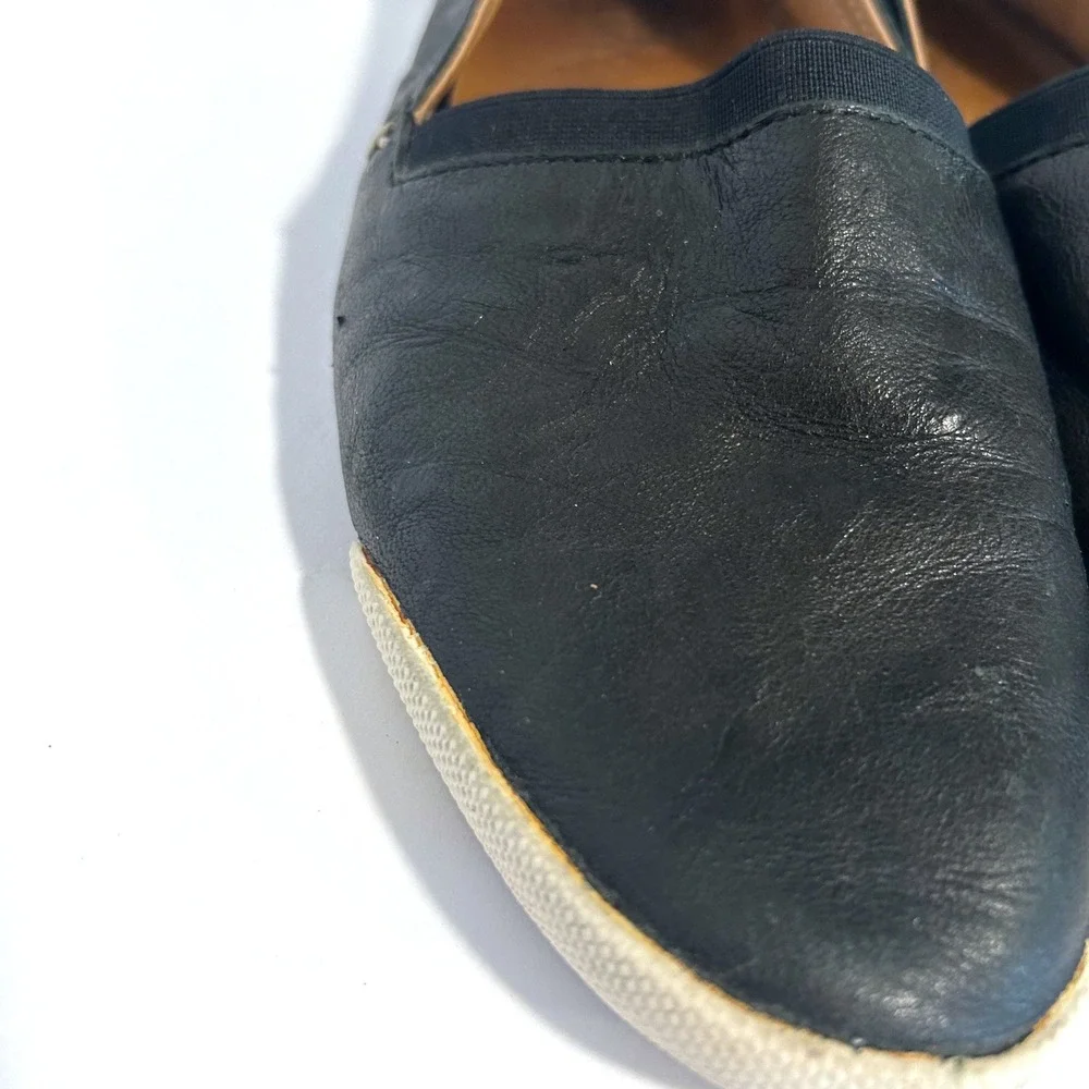 Frye Melanie Slip On Sneakers Womens 9 Black Leather Low Top Flats Luxury Casual
